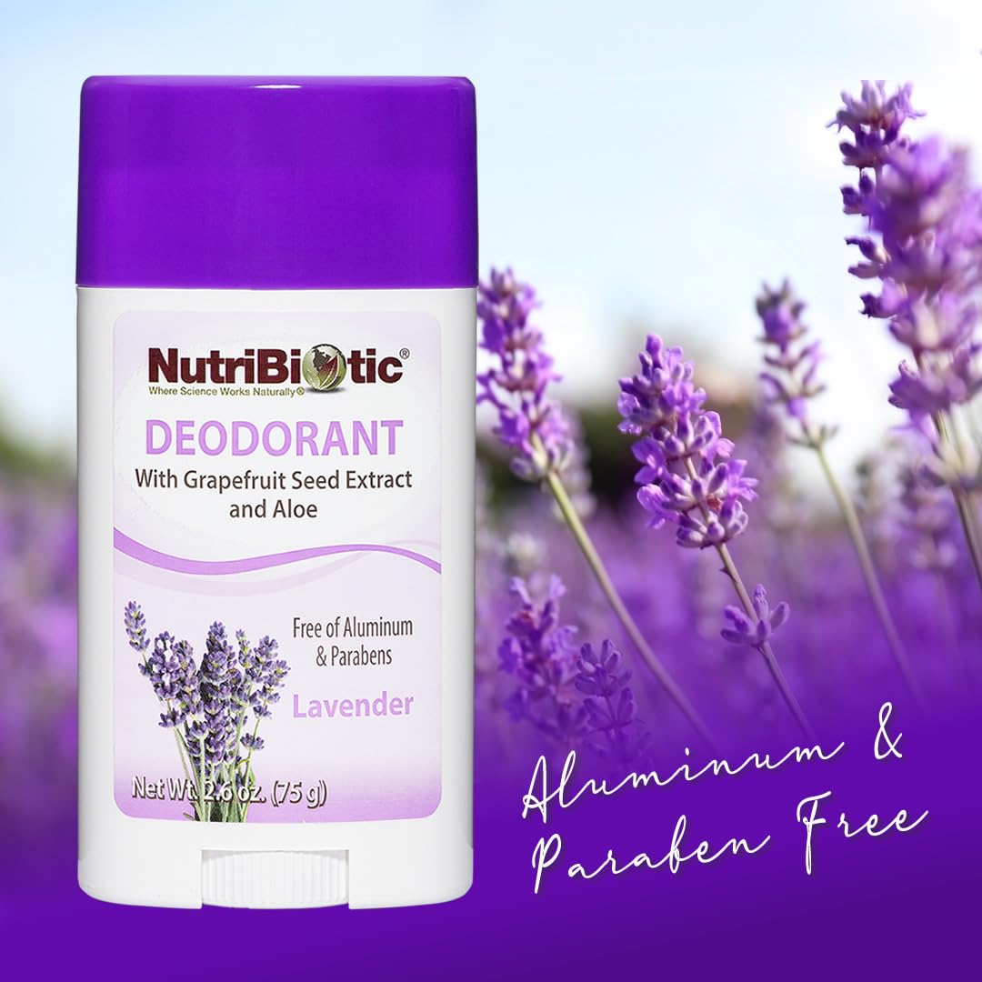 NutriBiotic Deodorant, Lavender, 2.6 Oz Stick - with Witch Hazel, Grapefruit Seed Extract, Aloe & Lavender Oil - Vegan & Free of Aluminum, Paraben Beauty and Personal Care NutriBiotic