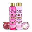 Nativa Herbal Onion shampoo and conditioner set with biotin and panthenol, natural growth formula, anti-frizz strengthening duo for thicker, stronger