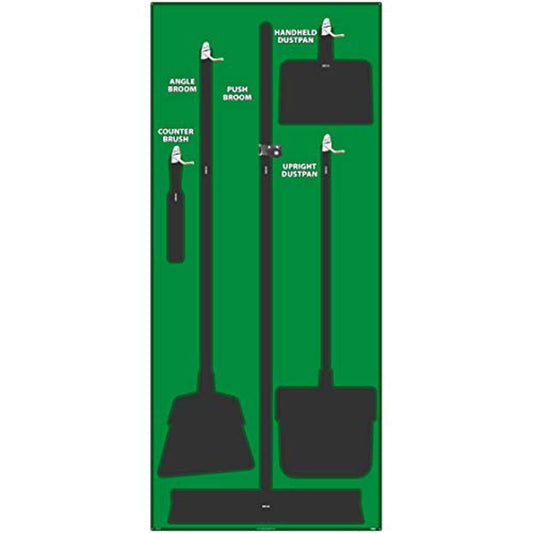 NMC SB103FG 5S Janitorial Shadow Board, Green/Black, 68"X30", ProSeriesAcrylic (Tools Sold Separately)