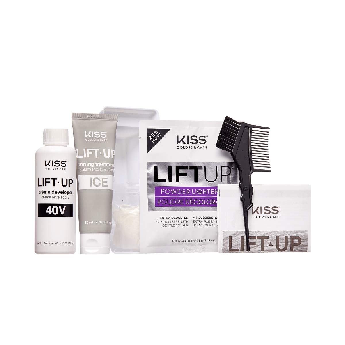 KISS Lift Up Complete Hair Bleach Kit with Revitalizing Plex Serum to Protect from Damage, Maximum Strength to Lighten Dark or Resistant Hair