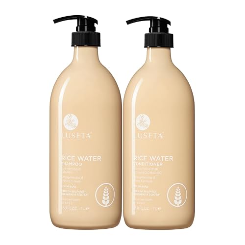 Luseta Rice Water Shampoo and conditioner Set Strengthening & Nourishing Revitalizes Shine for All Hair Types Hydrating & Frizz Control for Women