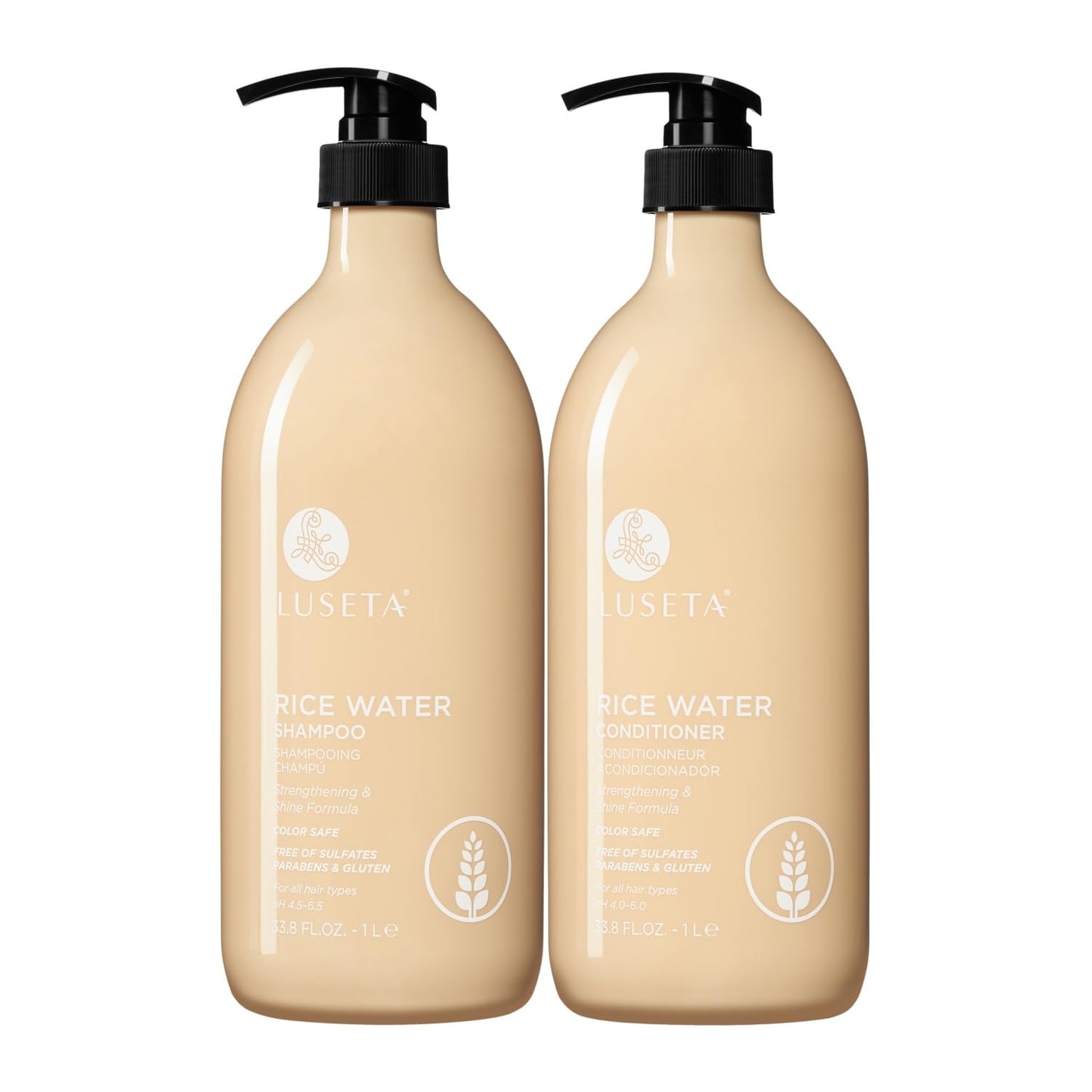 Luseta Rice Water Shampoo and conditioner Set Strengthening & Nourishing Revitalizes Shine for All Hair Types Hydrating & Frizz Control for Women