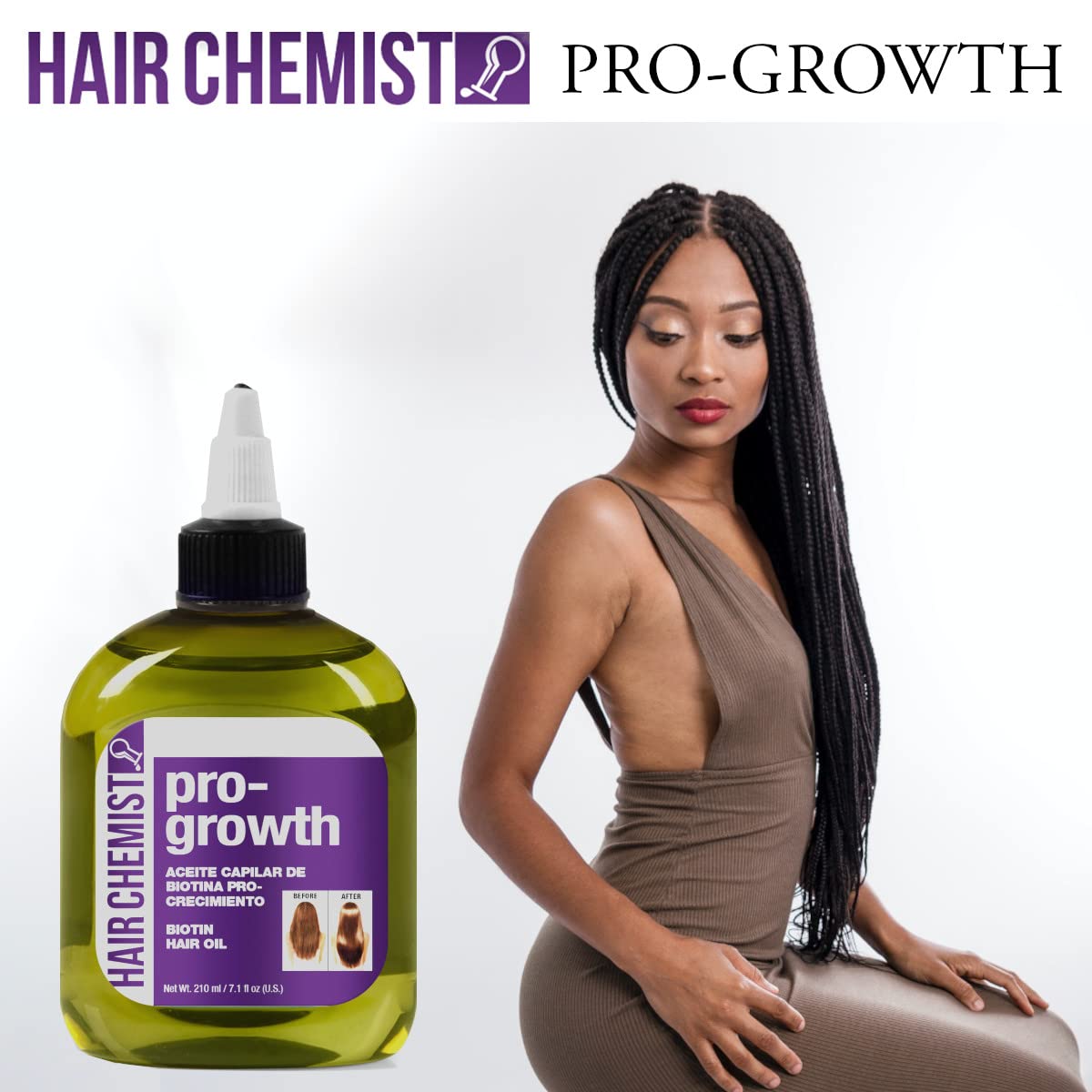 Hair Chemist Pro-Growth with Biotin Ultimate 4PC Shampoo & Conditioner Set- Includes 33.8oz Shampoo, 33.8oz Conditioner, 7.1oz Scalp Stimulator