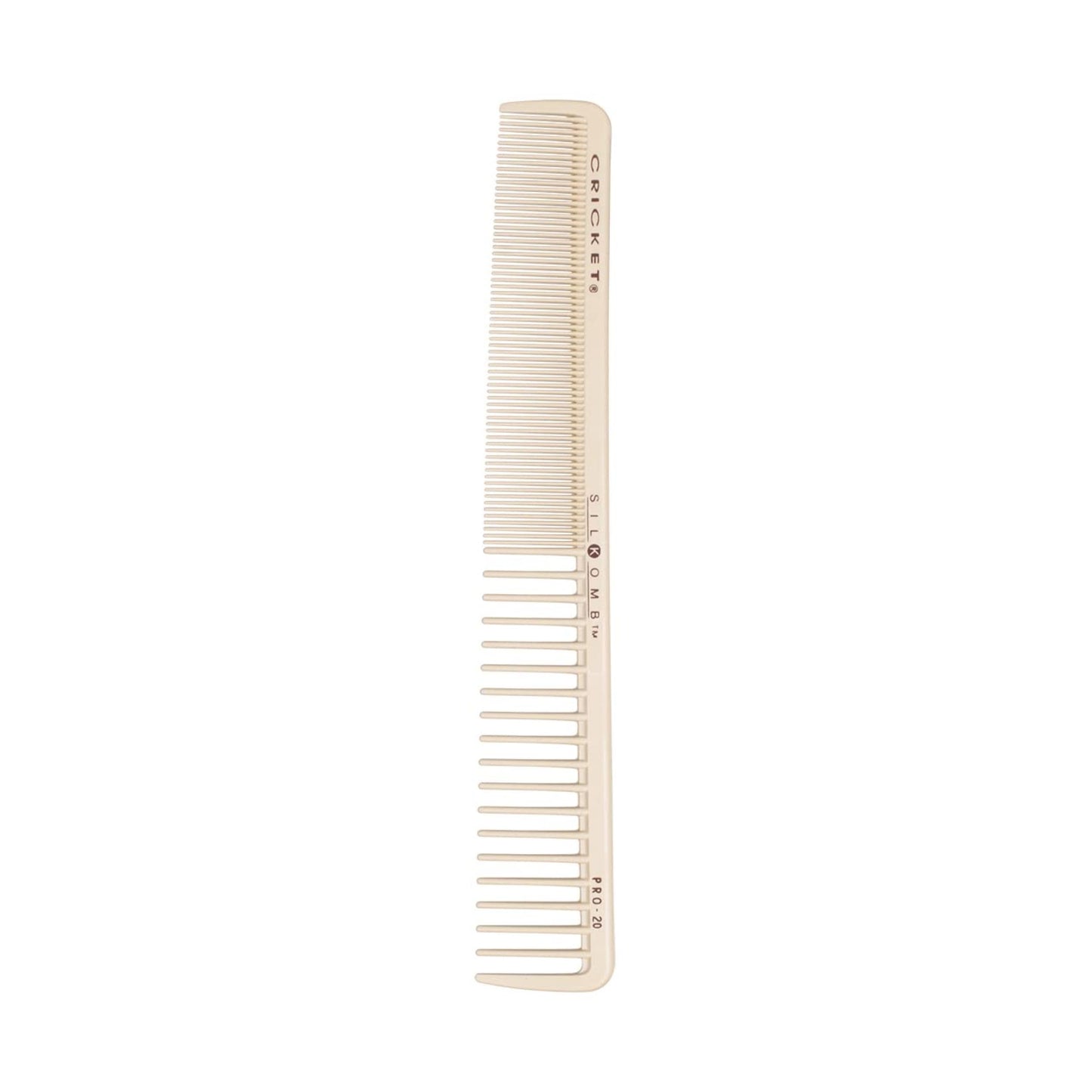 Cricket Silkomb Pro-20 All Purpose Hair Cutting Comb - Silicone-Injected, Seamless Teeth with Dual Tooth Pattern for Precision Cutting, Styling, Ideal