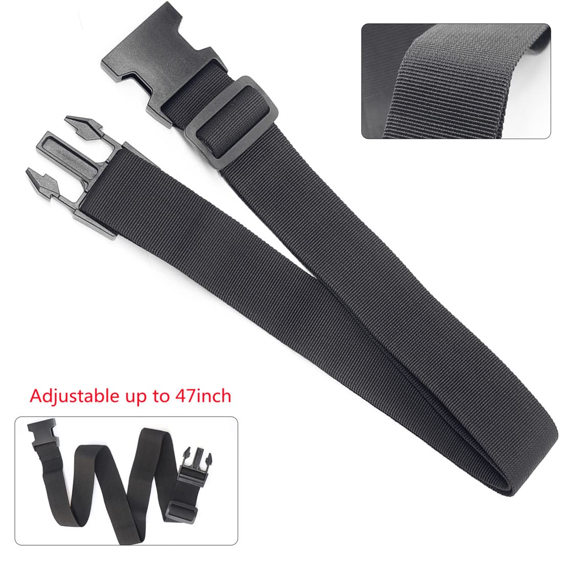 TSA Approved Luggage Straps – 2 Pack Adjustable Travel Belts to Connect 2-3 Suitcases, Add Bag Strap for Carry-On – Black
