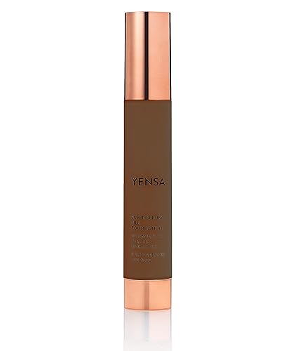 YENSA Serum Foundation Makeup - Super Silk Full Coverage Foundation Enriched with Peptides, Vitamin C & Ferulic Acid to Help Reduce Fine Lines