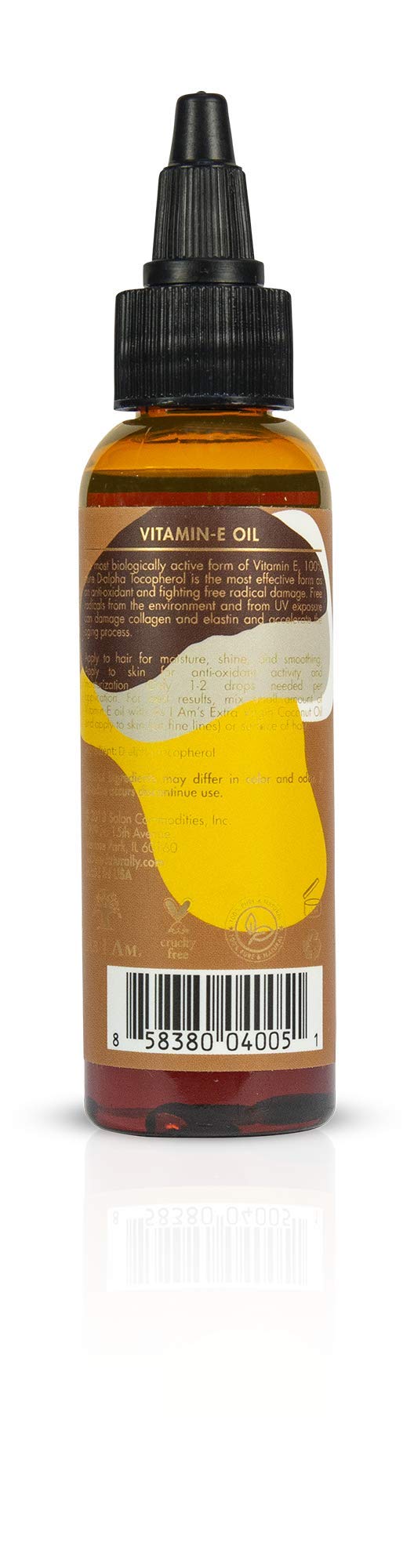 As I Am Pure Oils Vitamin E Oil - 2 Ounce - 100% Pure D-Alpha Tocopherol - Super Anti-Oxidant - Fights Free Radicals - Prevents UV Damage - Preserves