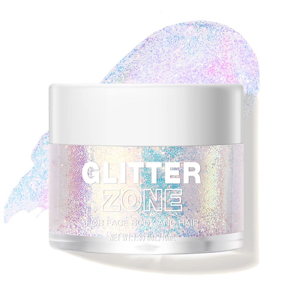 LANGMANNI Holographic Body Glitter Gel for Body, Face, Hair and Lip.Color Changing Glitter Gel Under Light. Vegan & Cruelty Free-1.35 oz (2# Sparkling
