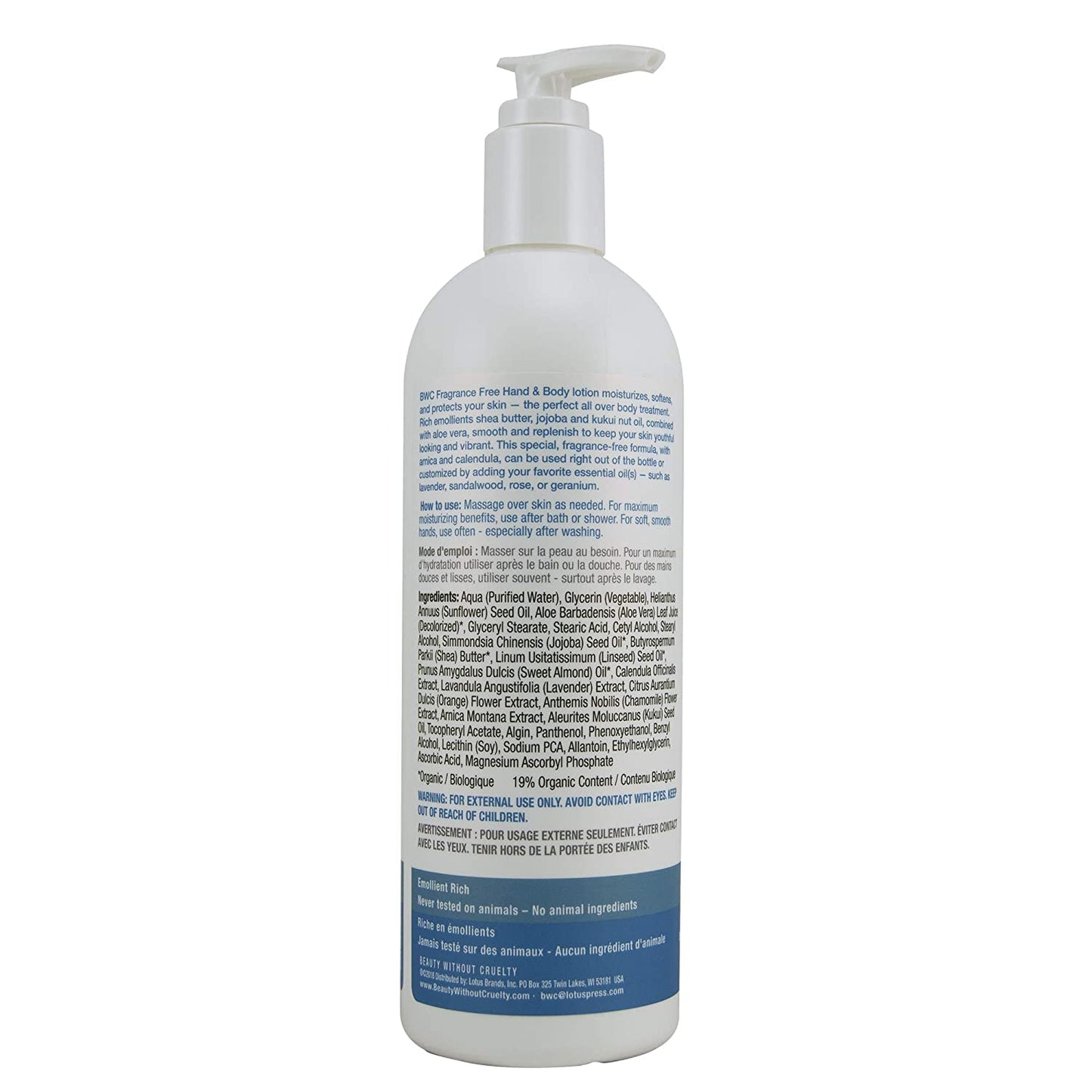 Beauty Without Cruelty Hand And Body Lotion Botanical Formula Fragrance Free - 16 Fl Oz