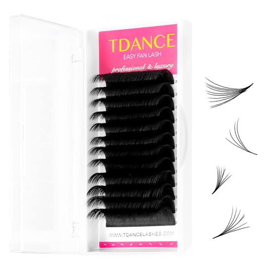TDANCE Easy Fan Lash Extension Rapid Blooming Volume Eyelash Extensions C CC D DD J B L Curl 0.03-0.12mm Thickness Easy Fan Volume Lashes Self Fanning