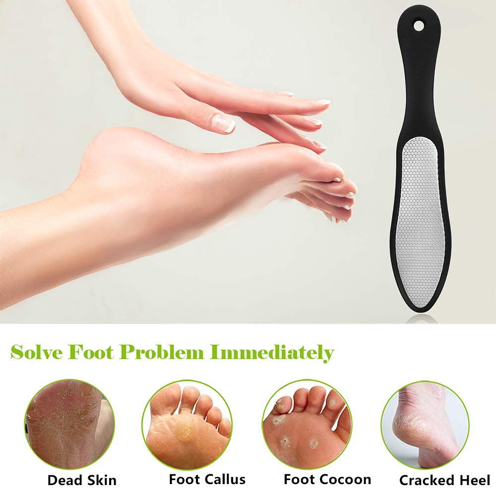 BEZOX Foot File (1 PCS), Double Sided Foot Scraper Callus Remover, Foot Rasp for Cracked Heel and Foot Corn Removal, Stainless Steel Pedicure File