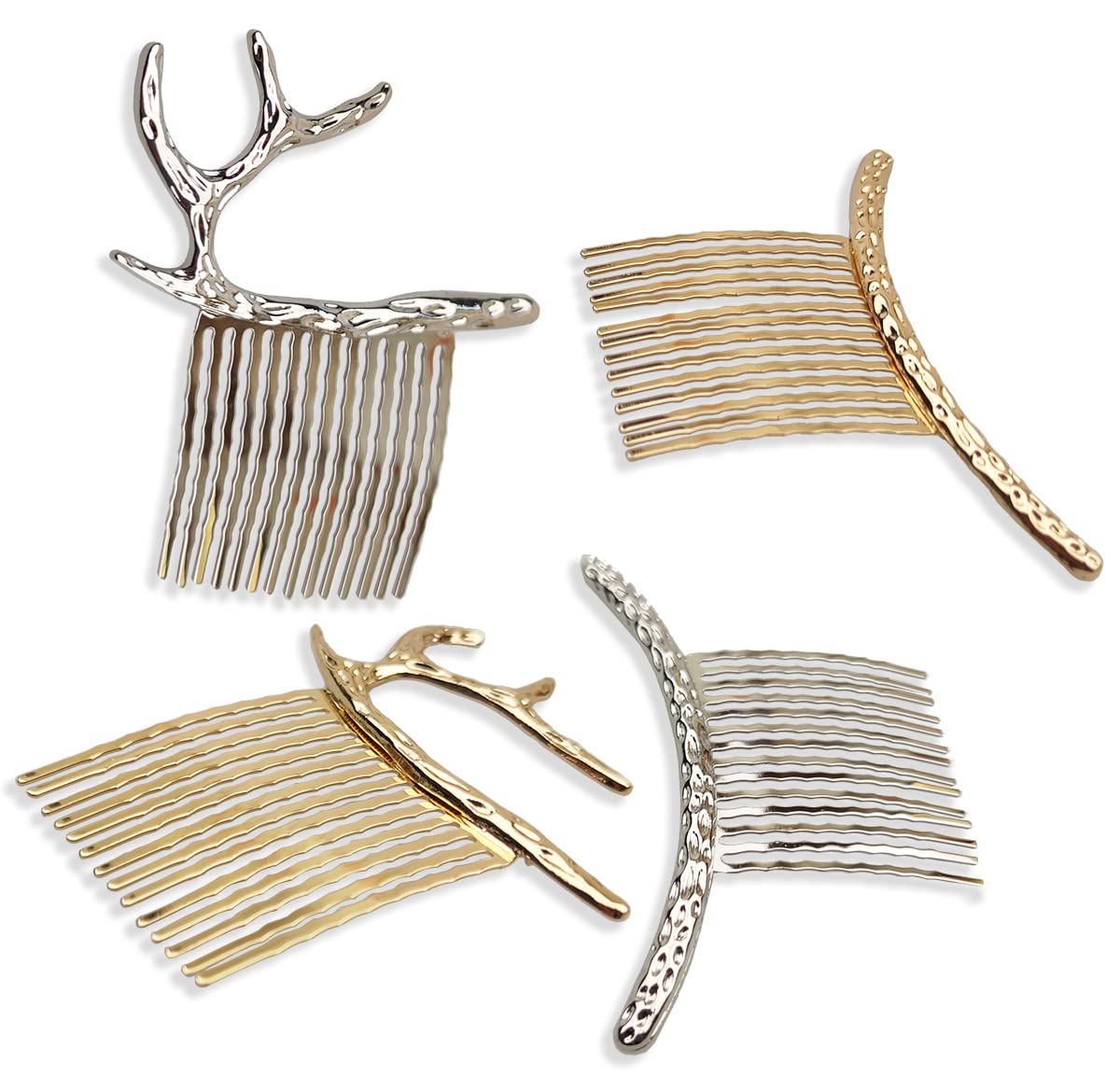 GRY 4PCS Alloy Hair Side Combs Metal Hair Clips with Teeth Hair Clips Combs French Twist Hair Accessories for Women and Girls