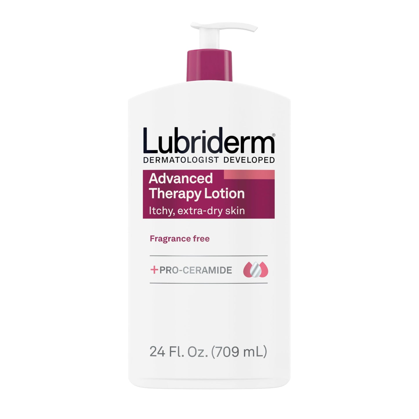 Lubriderm Advanced Therapy Fragrance Free Moisturizing Hand & Body Lotion + Pro-Ceramide, Intense Hydration for Itchy, Extra Dry, & Sensitive Skin