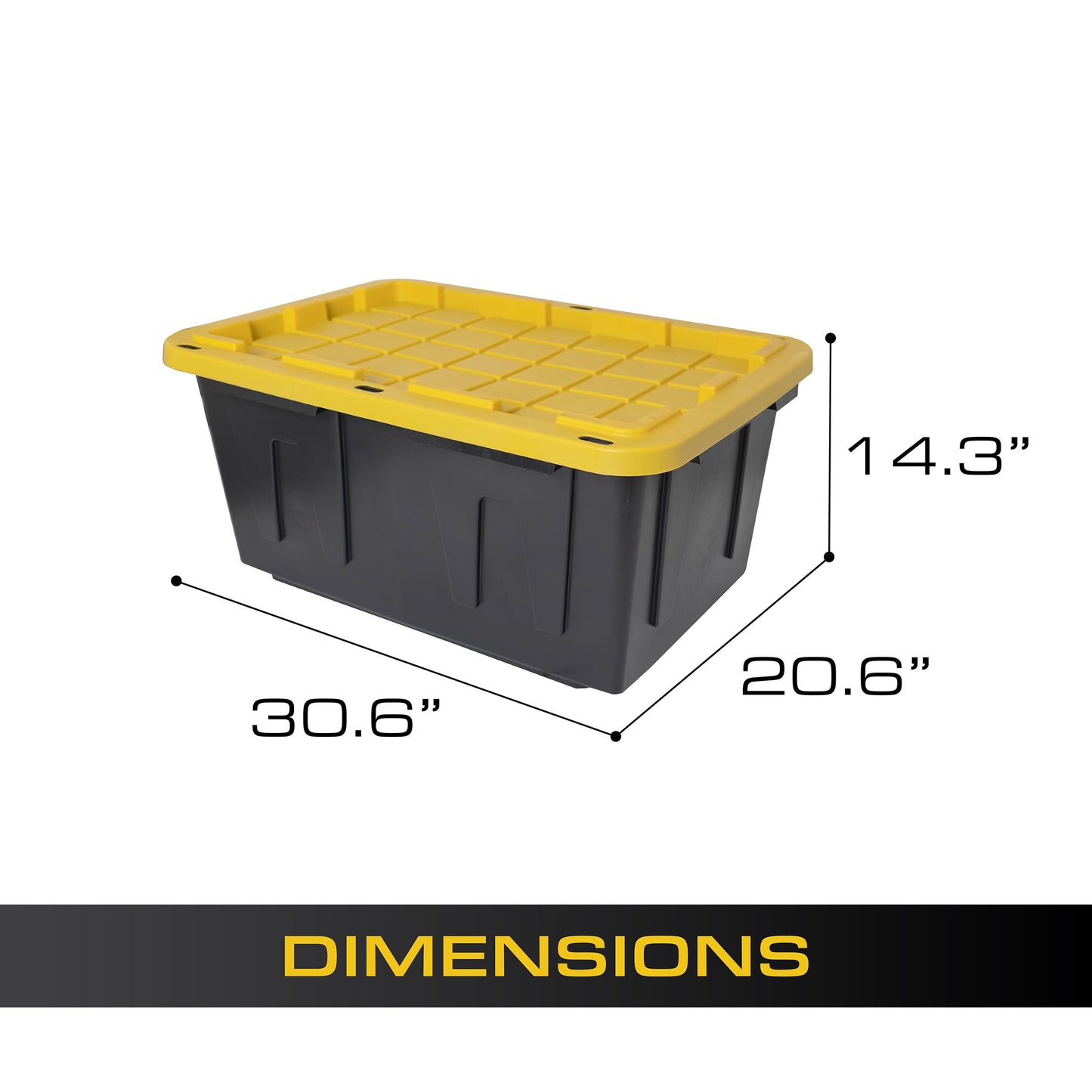 CX Black & Yellow, 27-Gallon Heavy Duty Tough Storage Container & Snap-Tight Lid, (14.3"H x 20.6"W x 30.6"D), Weather-Resistant Design and Stackable…