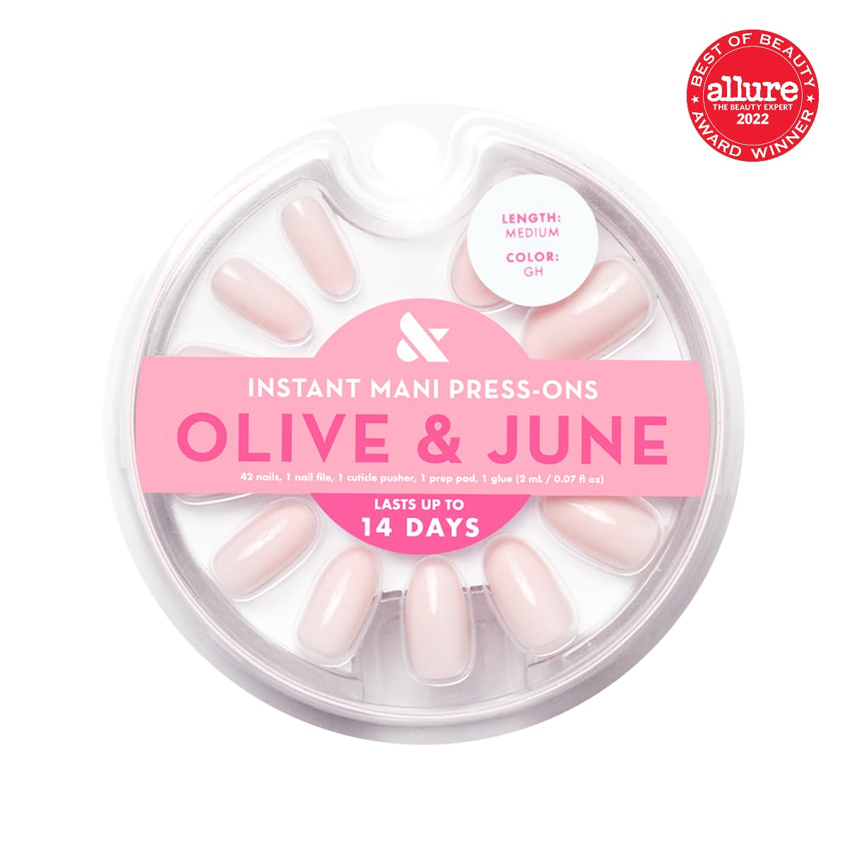 Olive & June Instant Mani Press-On Nails (Glue) | 42 Fake Nails, 21 Sizes | Non-Toxic Long-Lasting Recycled Materials Realistic Look | Salon-Quality Beauty & Personal Care Olive & June