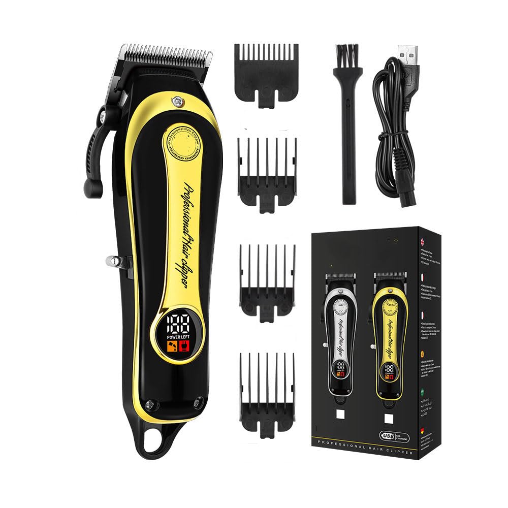 Men's Professional Cordless Hair Clippers for Men, Women, and Children,USC Charging Beard Trimmer with Stainless Steel Blade, 4 Guide Combs, Electric Beauty and Personal Care QDKVTNDJZ
