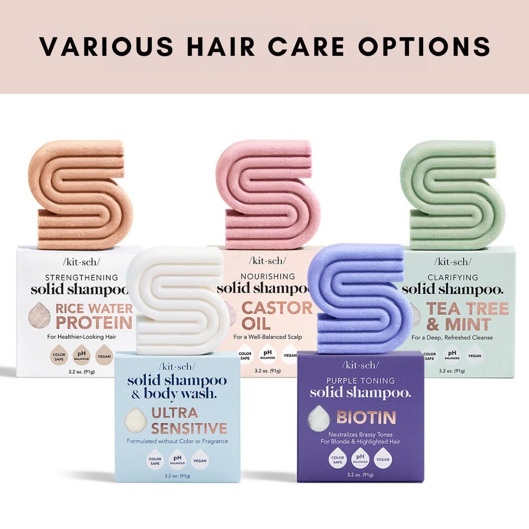 Kitsch Toning Purple Shampoo For Blondes & Color Treated Hair - Shampoo Bar For Women and Men - Biotin Shampoo for Strengthening & Neutralizing Brassy