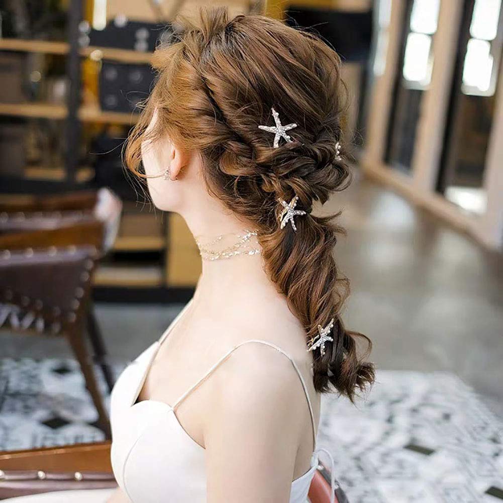 4 Pcs Starfish Hair Clip Bridal Flower Girl Accessories for Wedding