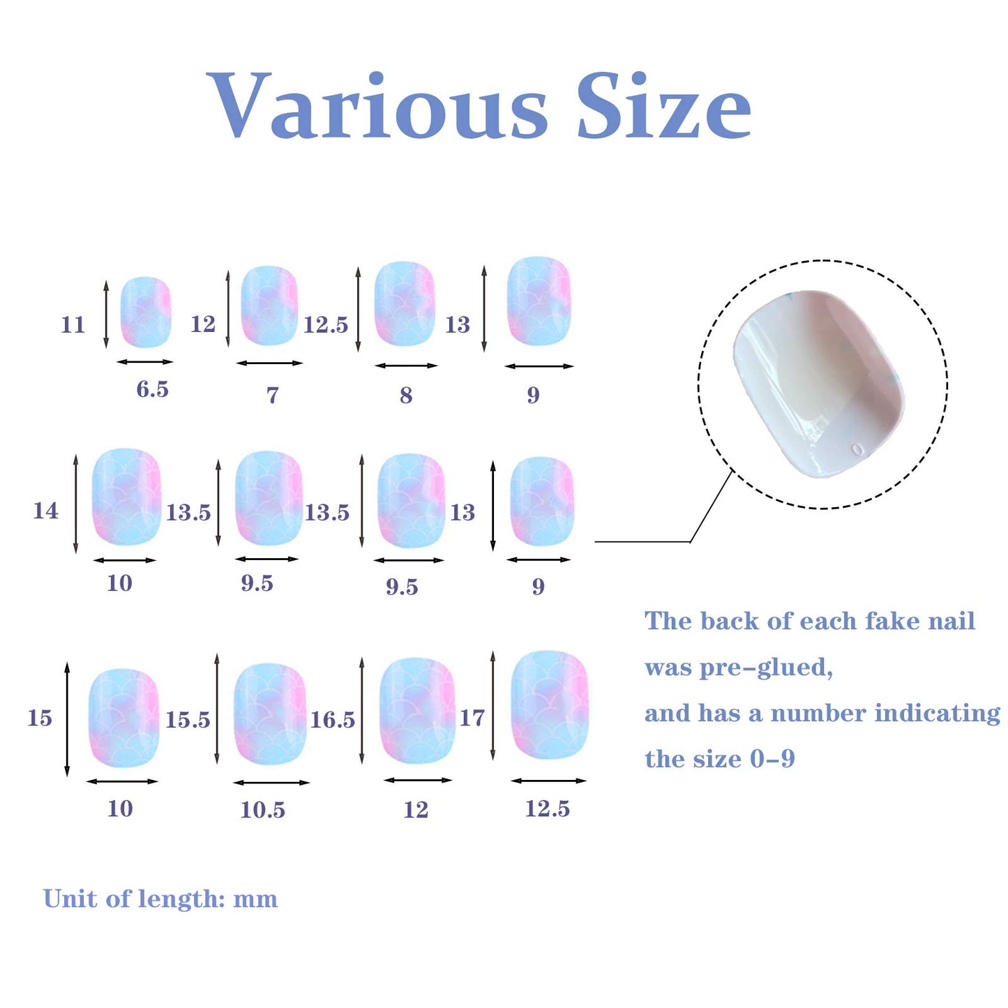 MUACHCHA 120 Pcs 5 Pack Children Acrylic Glitter False Nails Press on Nails Pre-glue Full Cover Fake Nail Tips Stick Cute Cartoon Short Artificial