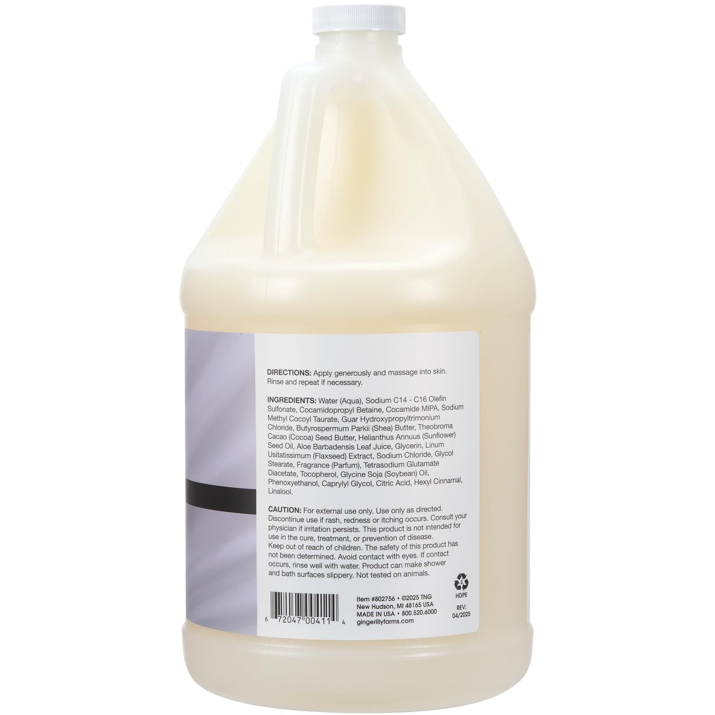 Ginger Lily Farms Botanicals Shea Indulgence Deep Hydration Body Wash, 100% Vegan & Cruelty-Free, Lavender Chamomile Scent, 1 Gallon (128 fl oz)