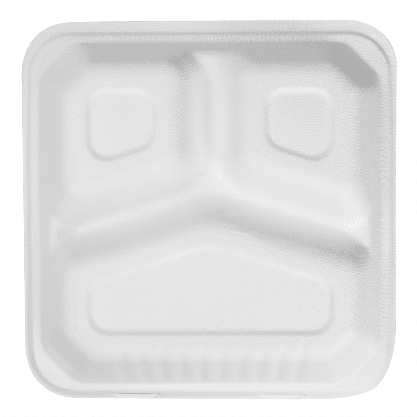 KARAT EARTH Clamshell Take Out Food Containers [9"x9", 200 ct ] 3 Compartments | Compostable To Go Containers, Natural Biodegradable Bagasse | White