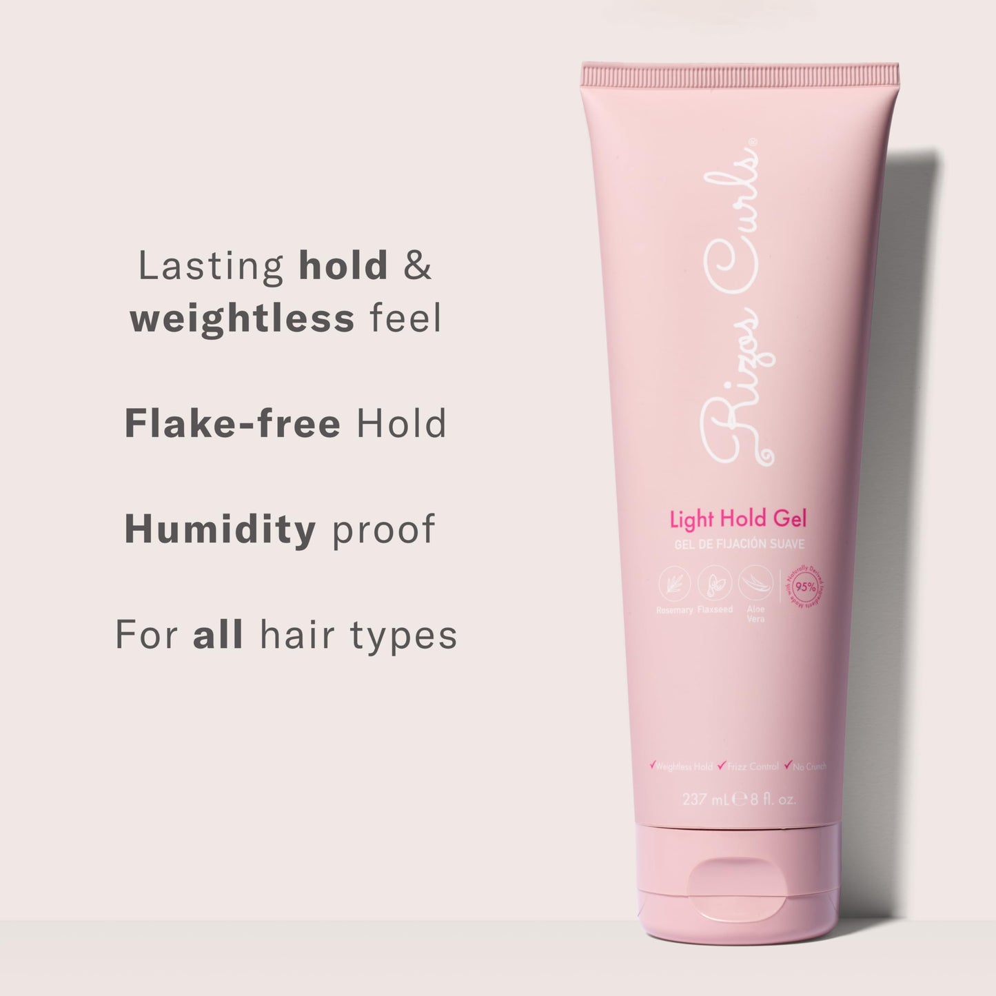 Rizos Curls Light Hold Gel - Flexible, Flake-Free, Frizz-Free Hold & Shine - Defines & Moisturizes Wavy, Curly, Coily 1a-4c Hair Types with Aloe Vera