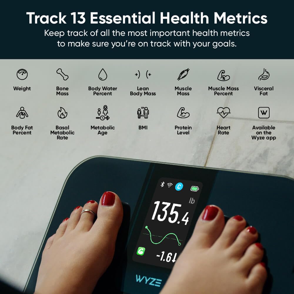 Wyze Scale Ultra, Smart Scale with 4.3" Color Display, Digital Bathroom Scale for Body Weight BMI Muscle Mass Composition, Wi-Fi & Bluetooth Body Fat…
