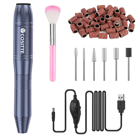 COSITTE Electric Nail Drill,USB Electric Nail Drill Machine for Acrylic Nails,Portable Electrical Nail File Polishing Tool Manicure Pedicure Efile
