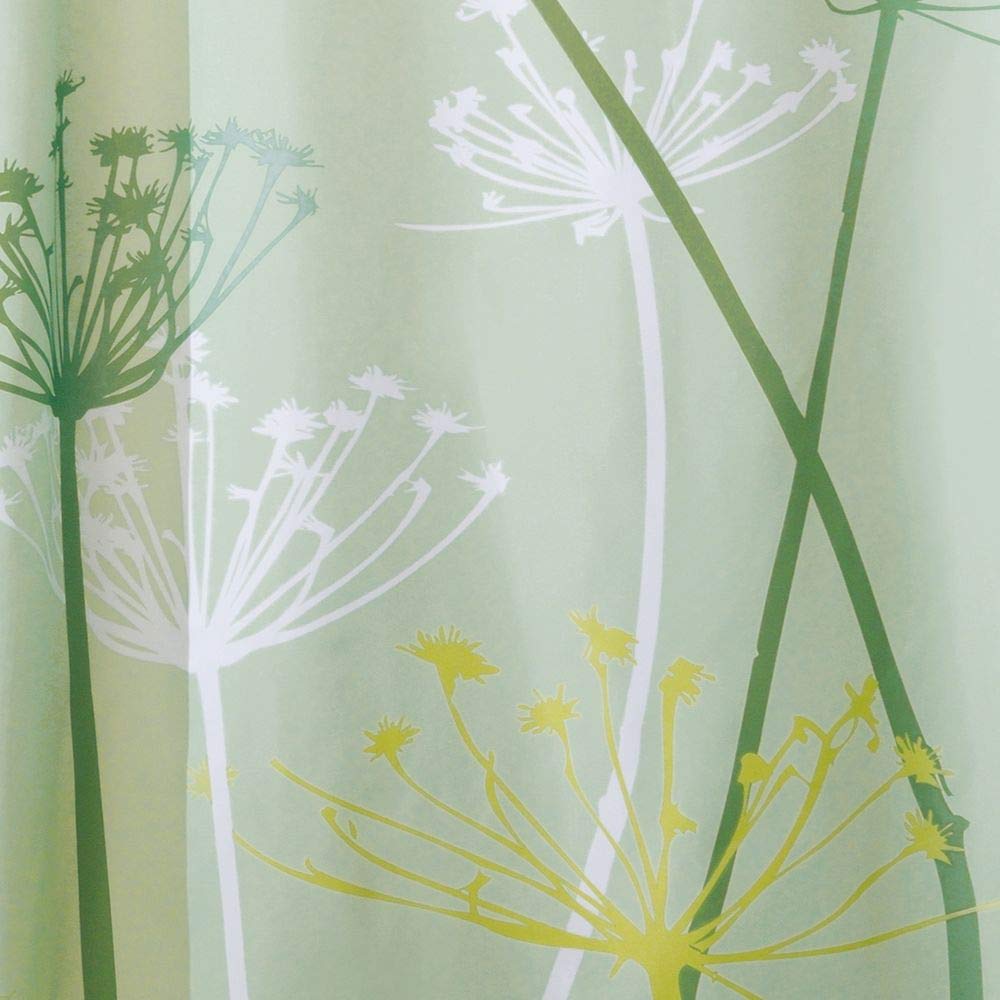 iDesign Thistle Floral Fabric Bathroom Shower Curtain - 72" x 72", Green
