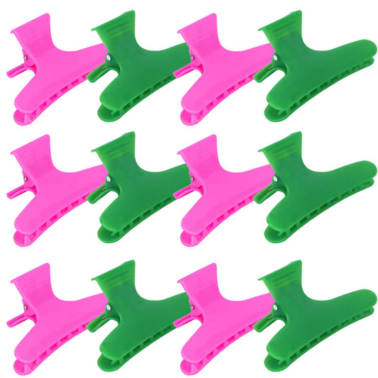 BAHABY Hair Clips for Styling Sectioning 12 Pack Green Hot Pink Butterfly Clamps Hair Claw Clips Pro Salon Hair Clips for Styling, Sectioning, Cutting Beauty and Personal Care BAHABY Default Title