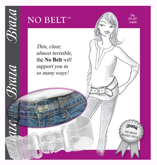 Braza No Belt - Invisible, Adjustable, Clear Fits 20"-40" Waist