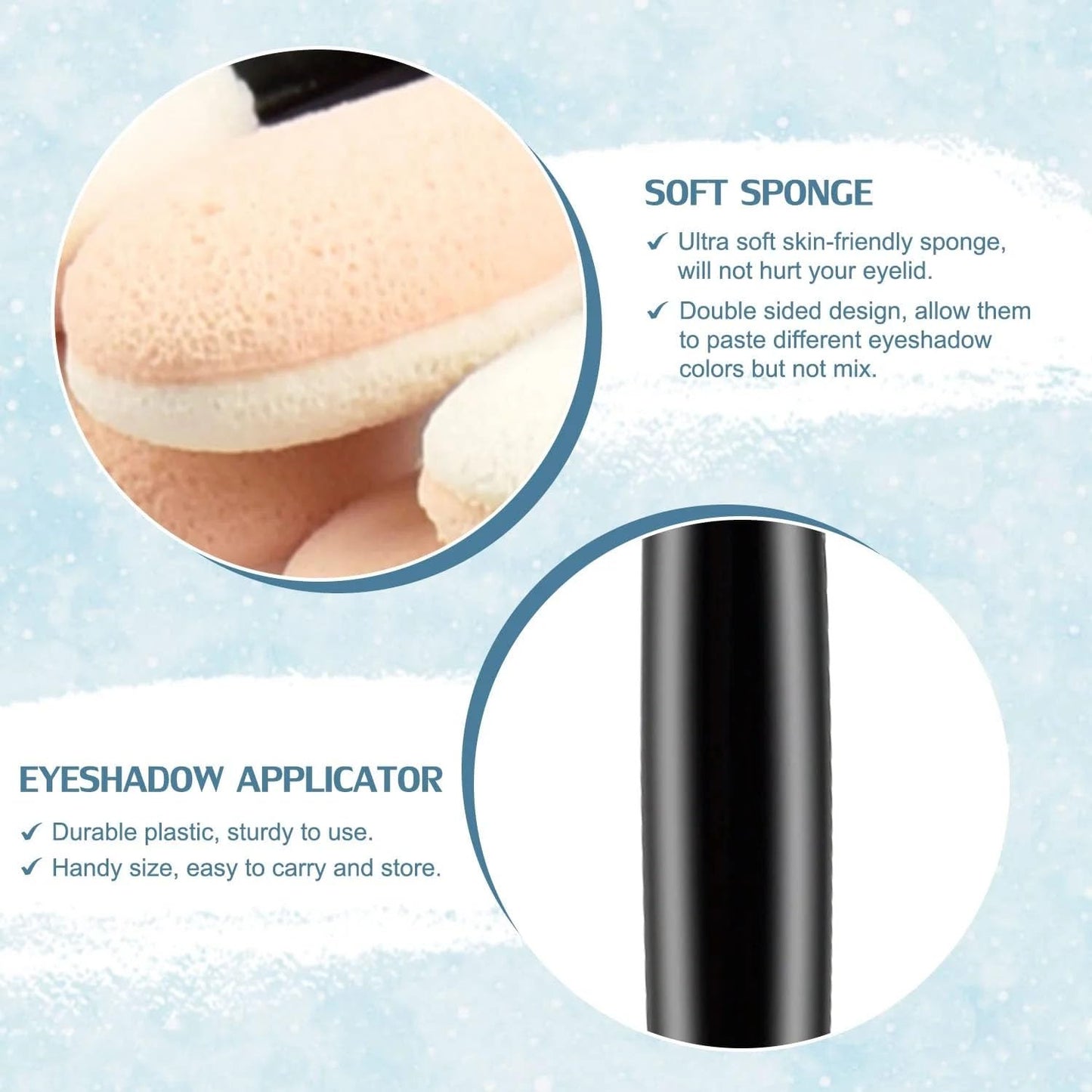 200Pcs Sponge Eyeshadow Applicators,Eyeshadow applicators sponge,Double Sided Eyeshadow Brush with Box, Black Makeup Applicators