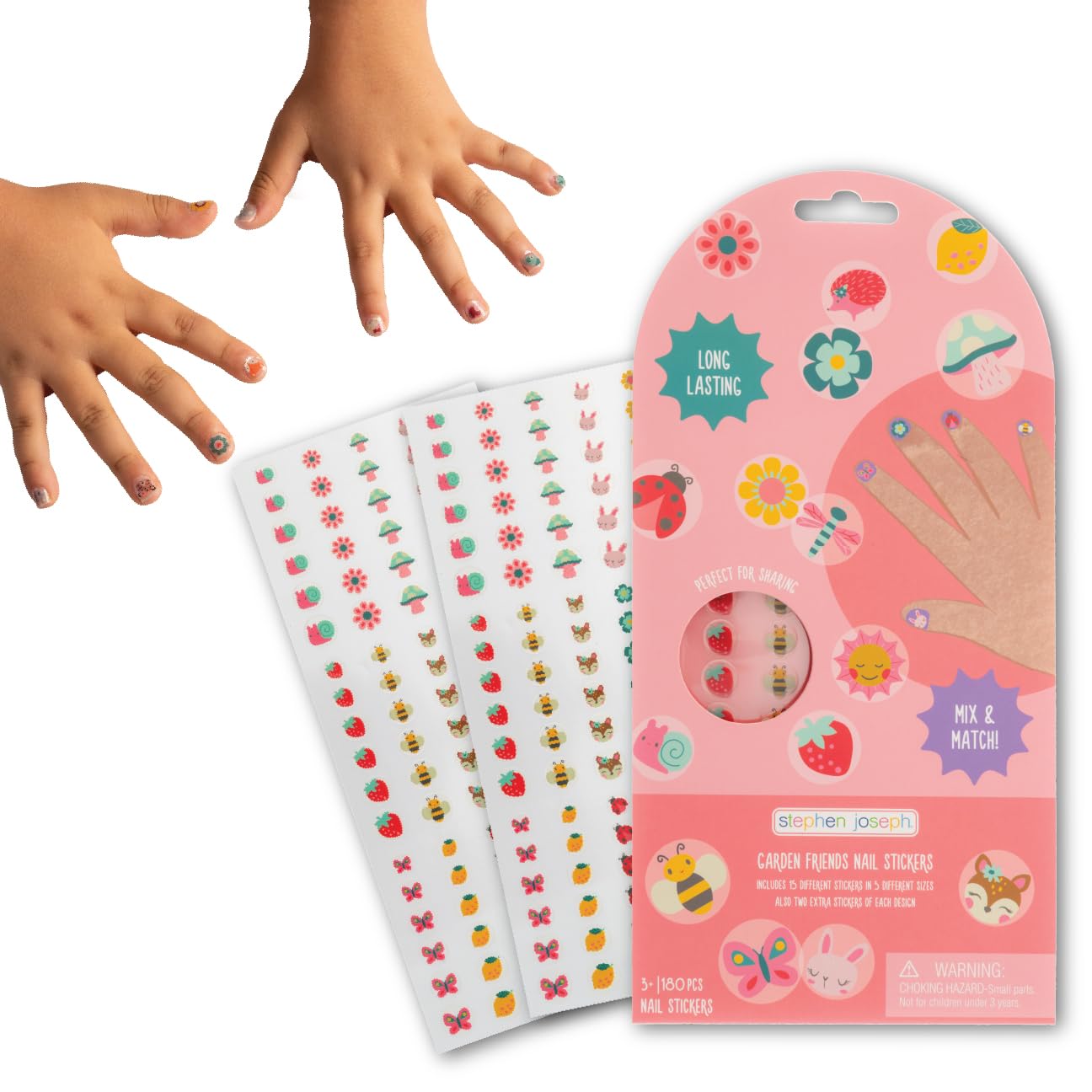 Stephen Joseph Clear Nail Stickers for Kids, 180 Pieces, Ages 3+ Beauty & Personal Care Stephen Joseph