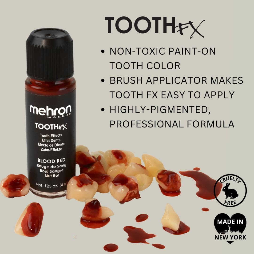 Mehron Makeup Tooth FX Blood Red | Temporary Red Tooth Paint | Perfect for Creating Red Teeth FX, Rotten Teeth Makeup, & Bloody Teeth SFX