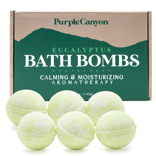 Purple Canyon Eucalyptus Bath Bombs for Women - Energizing Mint and Eucalyptus Bath Bomb with Natural Essential Oils - Gift Set of 6 Beauty and Personal Care PURPLE CANYON