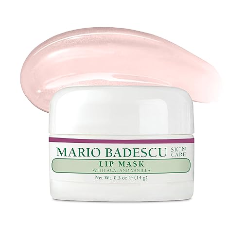 Mario Badescu Lip Mask with Acai and Vanilla for All Skin Types, Overnight Lip Treatment Enriched With Skin Softening Coconut Oil and Hydrating Shea