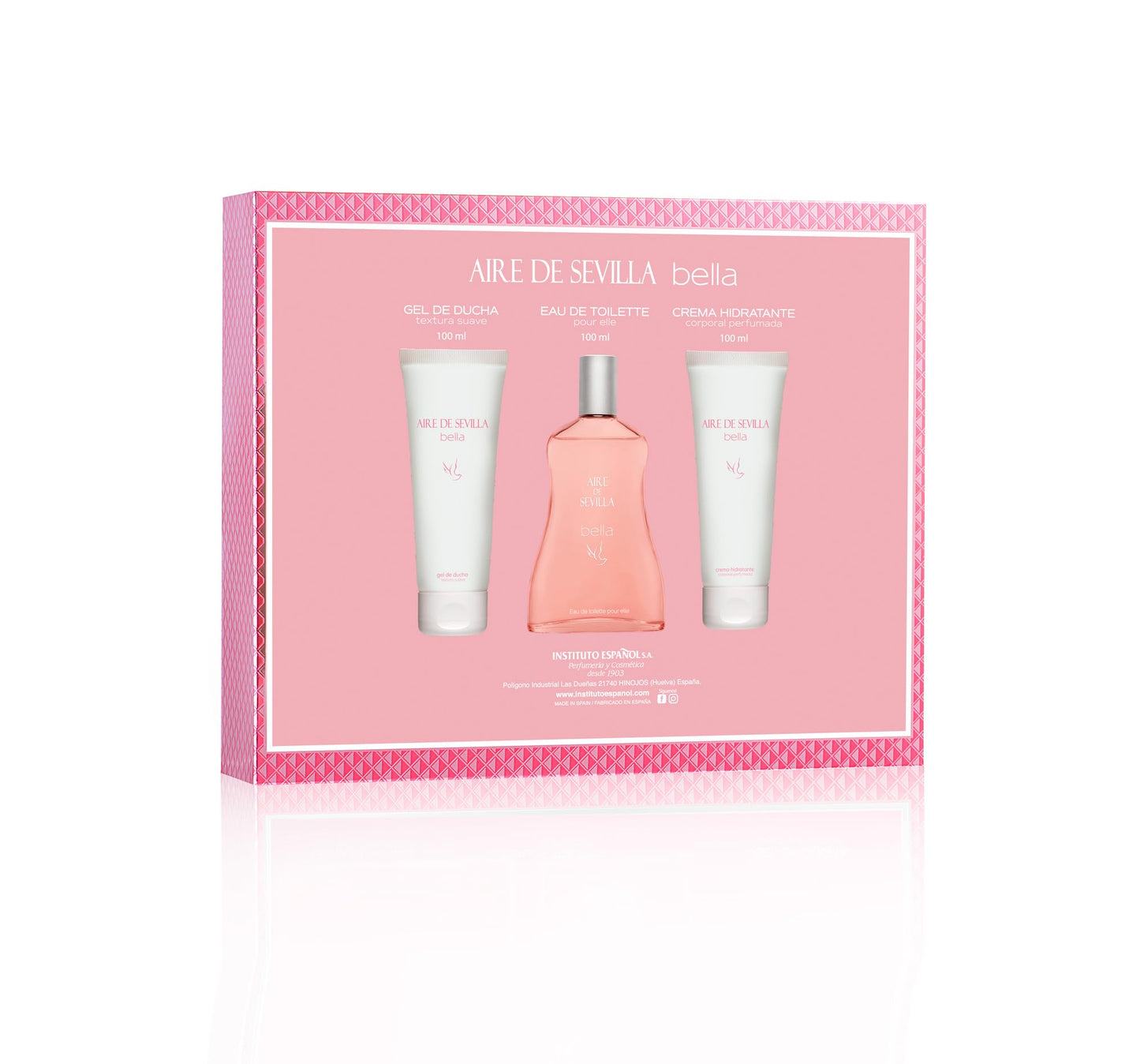 Instituto Español Aire de Sevilla Bella Gift Set for Women,Travel Size Eau de Toilette, Body Gel & Body Lotion (100 ml / 3.4 fl oz Each)