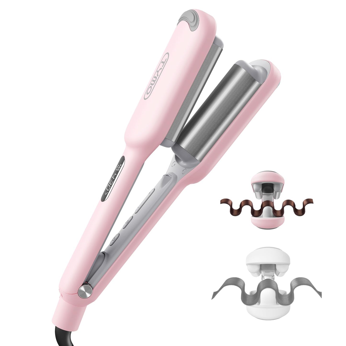 Curling Iron Hair Crimper Waver - TYMO ROVY Beach Waves Curling Wand, Ionic Deep Waver Hair Curler Tool with Ceramic 3 Barrel for Women, Dual Voltage Beauty and Personal Care TYMO