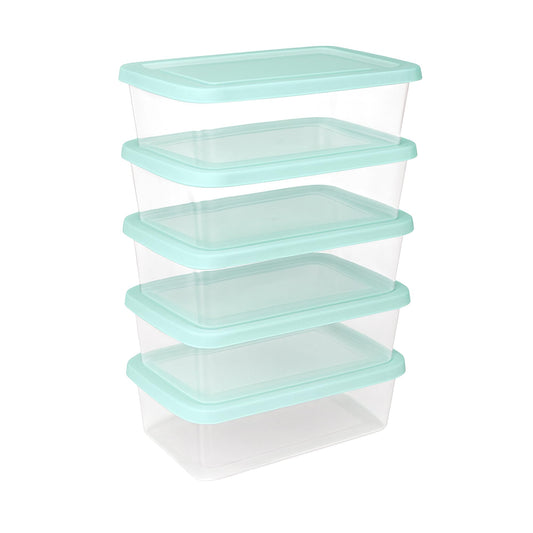 Sterilite 5-Pack Stackable Storage Bin with Lid, Clear Plastic Design, 6 Quart