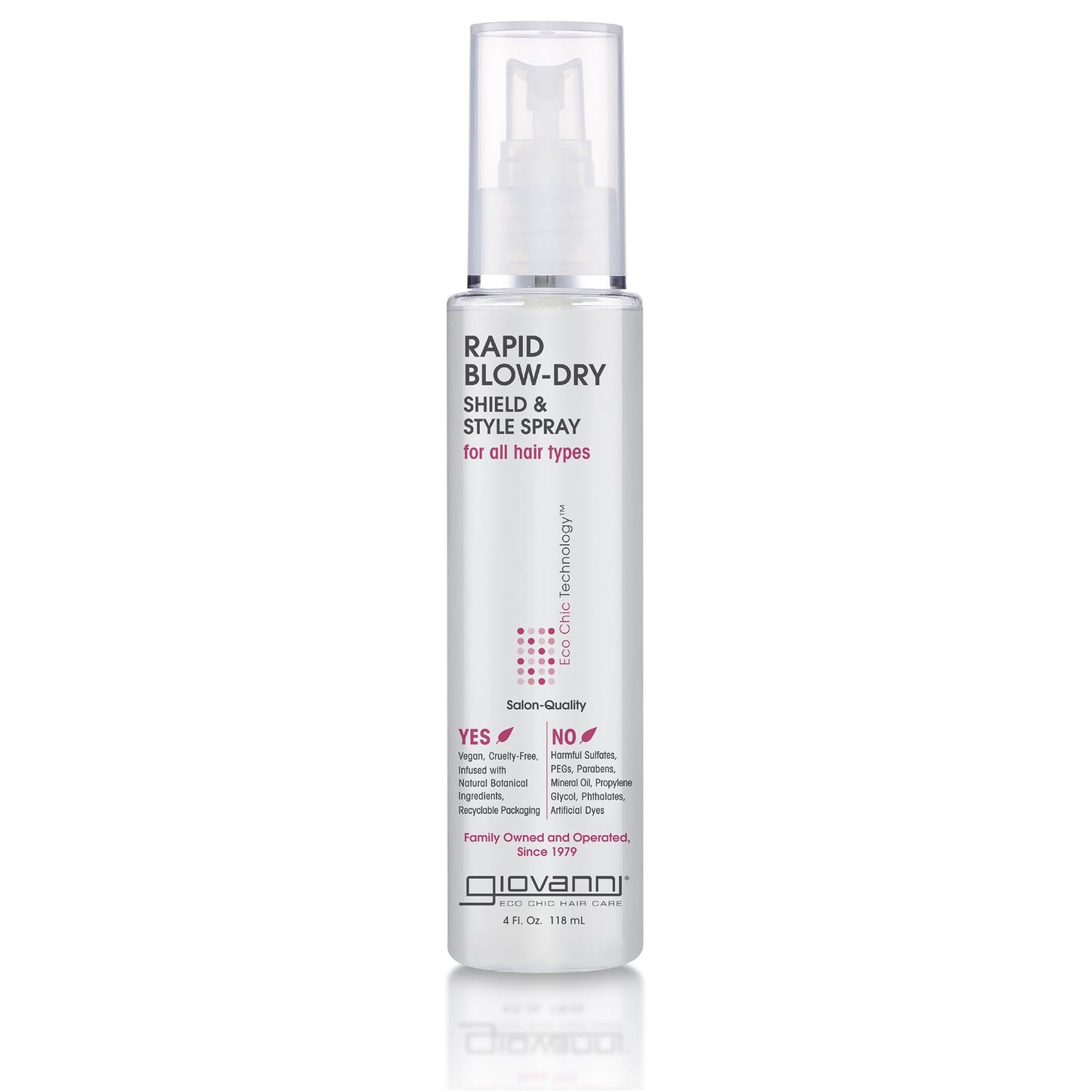 GIOVANNI Rapid Blow Dry Shield & Style Spray - Heat Protection Spray for All Hair Types, Dryer Heat Protectant for Women & Men, Quick Blowout Styling