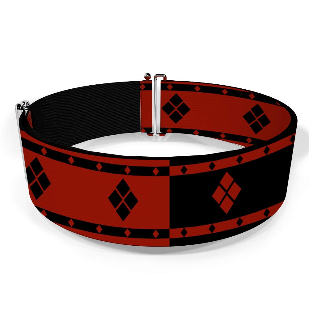 Buckle-Down Women's Cinch Belt Harley Quinn Diamonds Stripe Red 23 to 42 Inch, Multicolor
