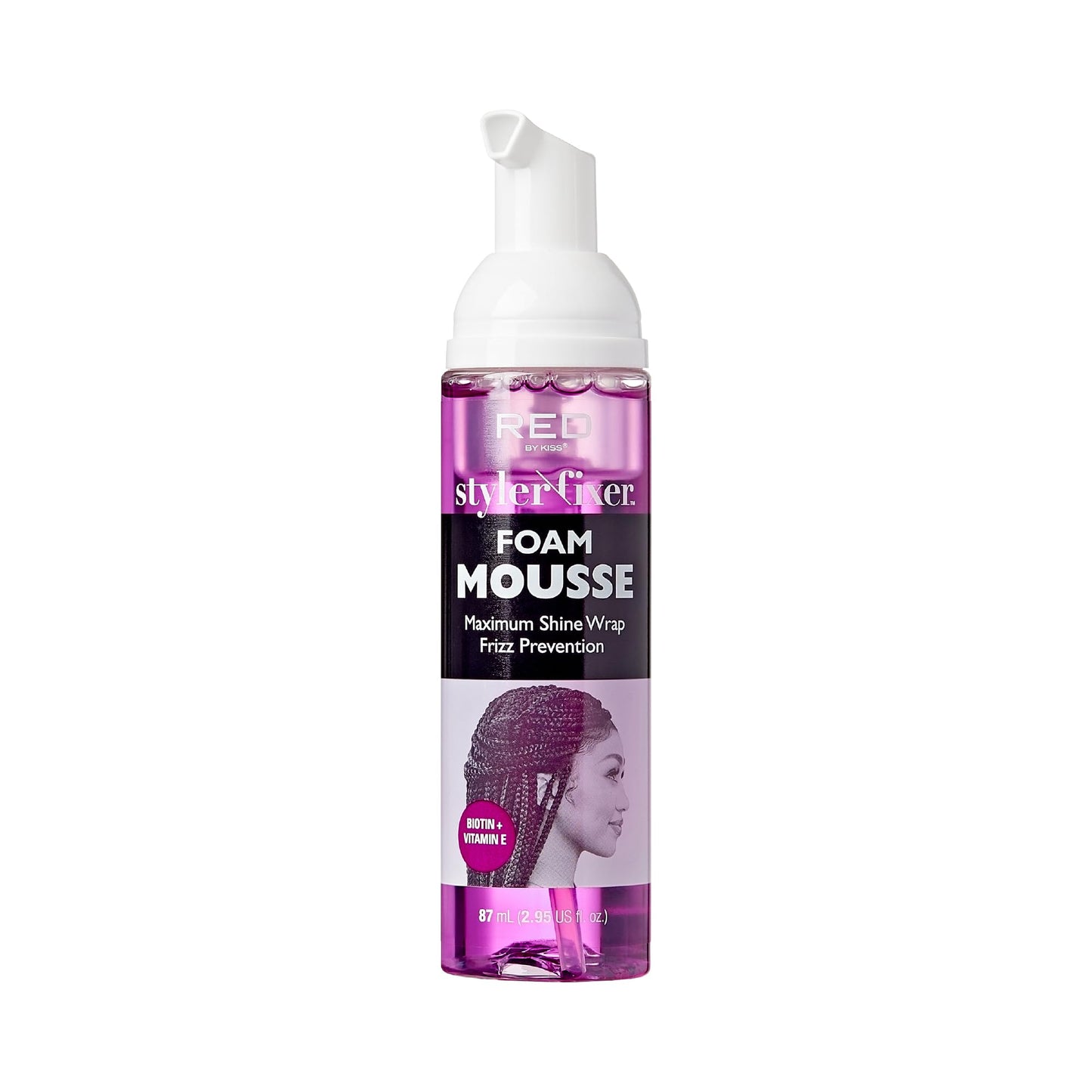 Red by Kiss Foaming Mini Travel Size Mousse, Maximum Shine Wrap Mousse, Reduce & Prevent Frizz, Define Curls, Hold Styles, Nourishes Dry & Crips Hair