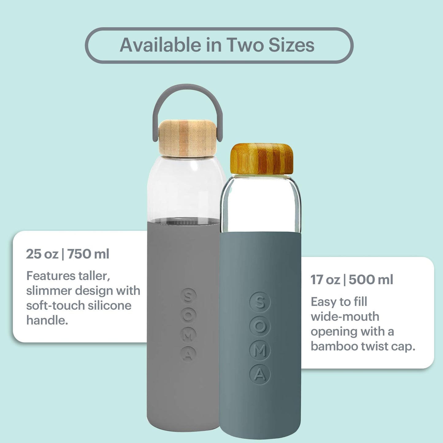 Full Circle 25 oz. Glass Water Bottle - Gray - DTC