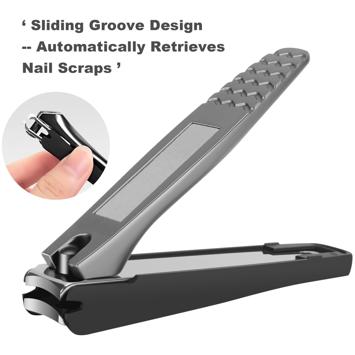 NORCHAN Large Nail Clippers Set, 5-Piece Sharp Toenail and Fingernail Clippers with Nail File, Ideal for Men and Women (Premium, Big Size, Heavy-Duty