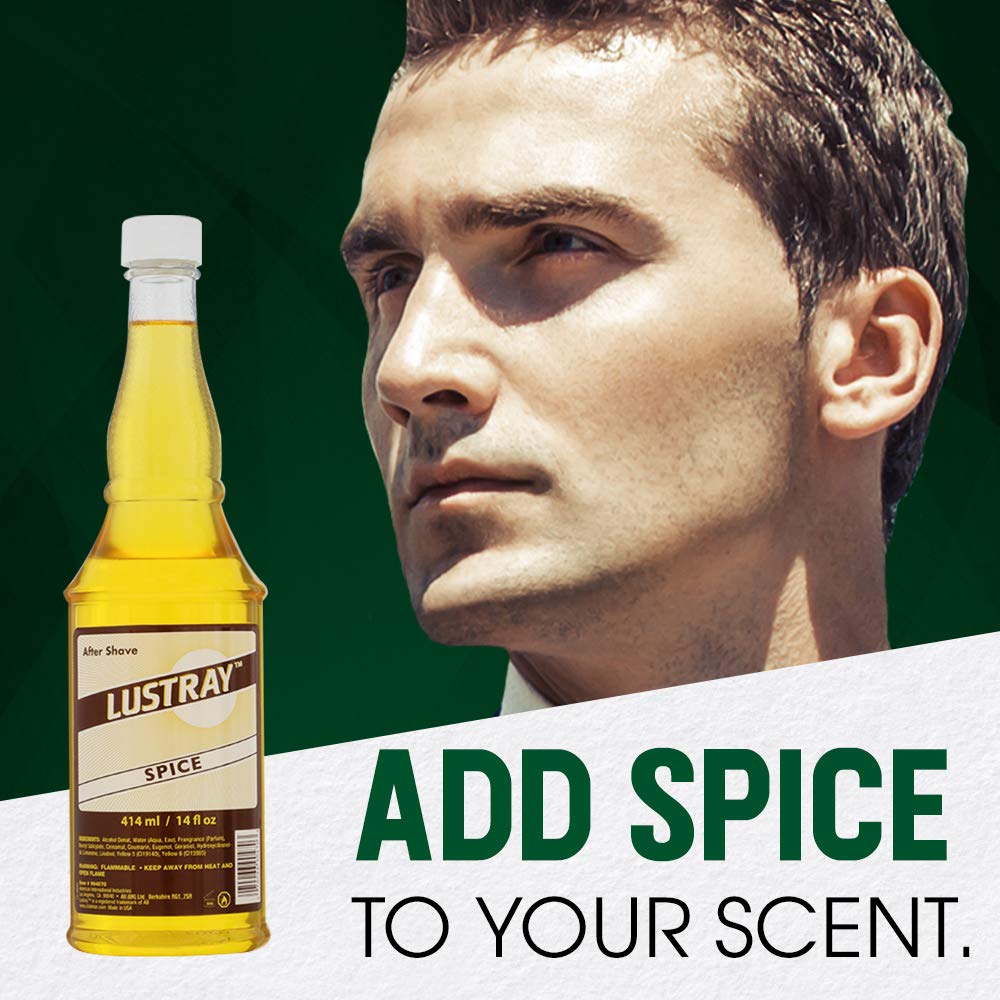 Clubman Lustray Spice After Shave Lotion - Refreshing & Soothing After Shave Lotion for Men, Long-Lasting Scent, Ideal for Sensitive Skin, 14 oz