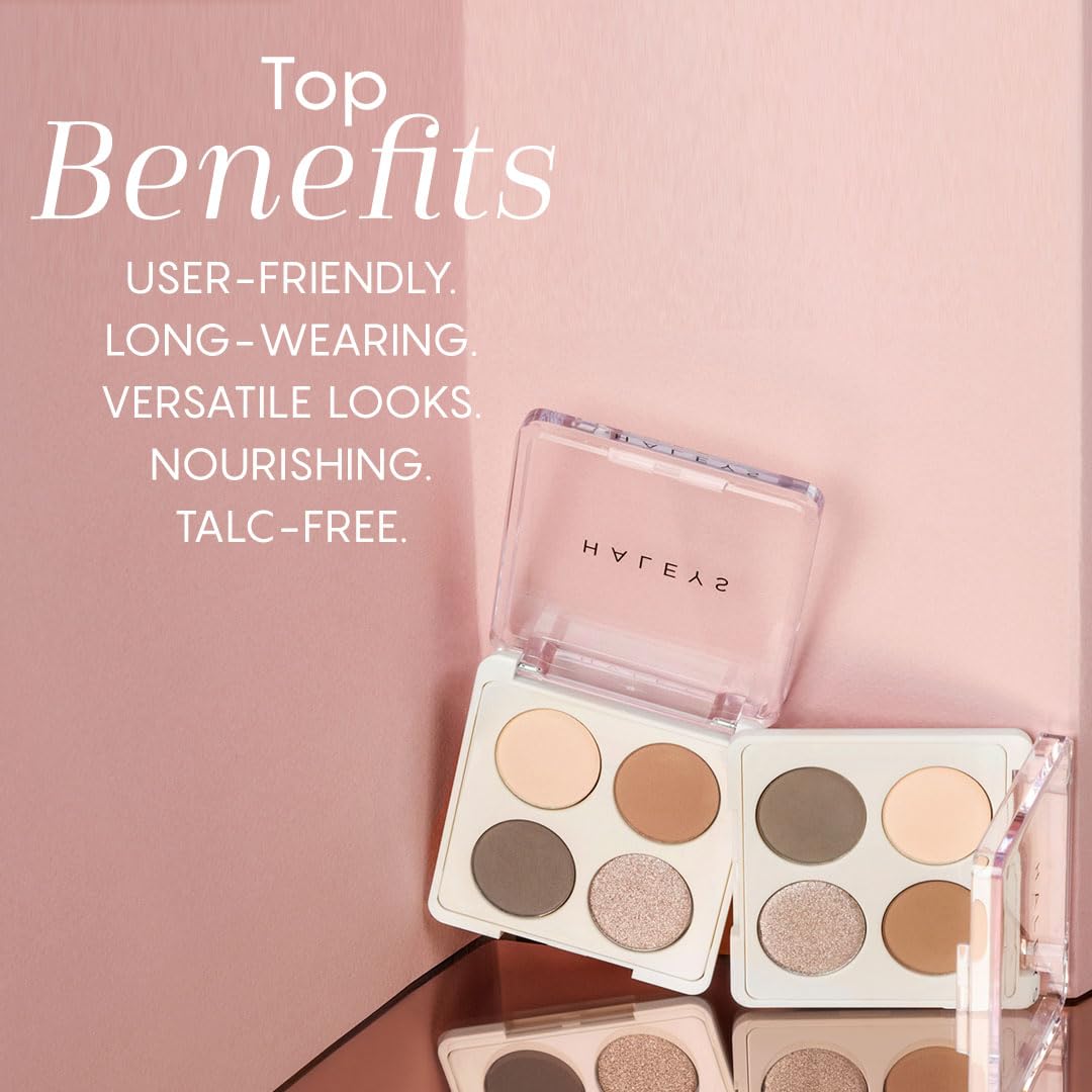 HALEYS Eyeshadow Quad Palette - Re-play Long-Wearing, Talc-Free, Easy-To-Use Buttery velvety Shades, “The Everything” Eye Makeup Palette, Matte
