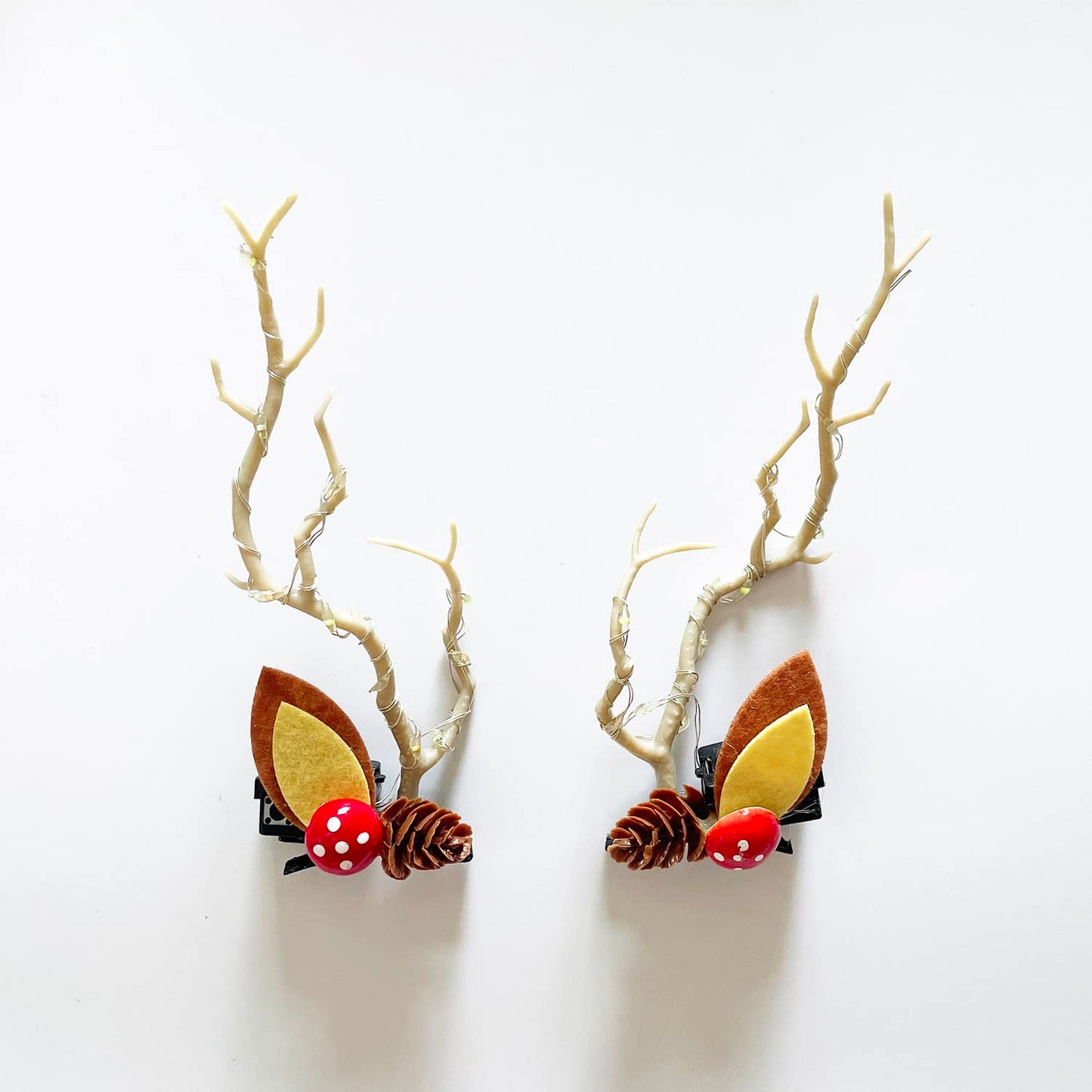 Woent LED Christmas Glowing Hairpin Light up Elk Antlers Feathers Headdress Simulation Tree Branch Hair Clips (Colorful Light 1)