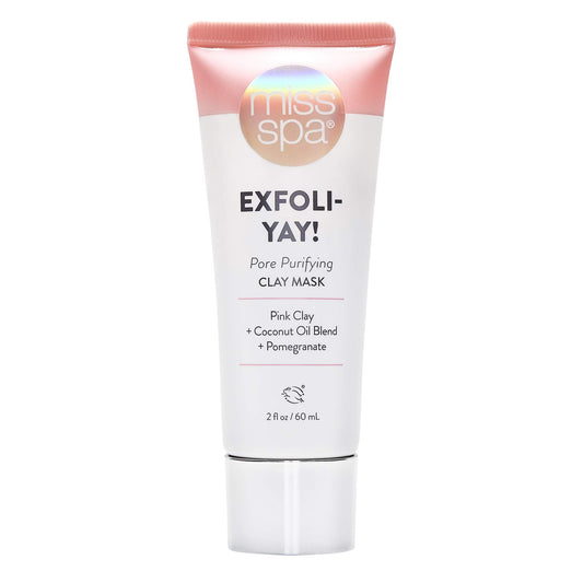 MISS SPA Clay Face Mask for Women, Pore Purifying Pink Clay Mask, Pomegranate + Coconut Oil, Exfoliate Draw Dirt from Pores, Anti-Aging Cream Mask