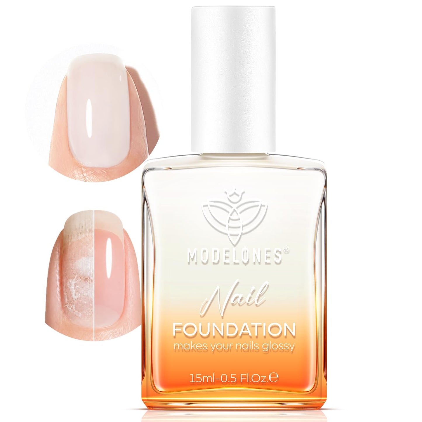 modelones Nail Strengthener 15ml Air Dry Nail Natural Concealer Foundation Polish Milky White Nail Growth Polish for Damaged Nails Imperfection Beauty and Personal Care modelones Default Title