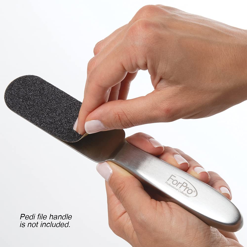 ForPro Professional Collection Stainless Steel Pedi File Refill, 80 Grit, Black, EZ-Strip Peel Pedicure Refill Pads, 1.25” W x 4” L, 50-Count